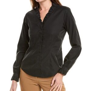 Brooks Brothers Women's Long Sleeve Non-Iron Stretch Ruffle Neck Blouse NWT